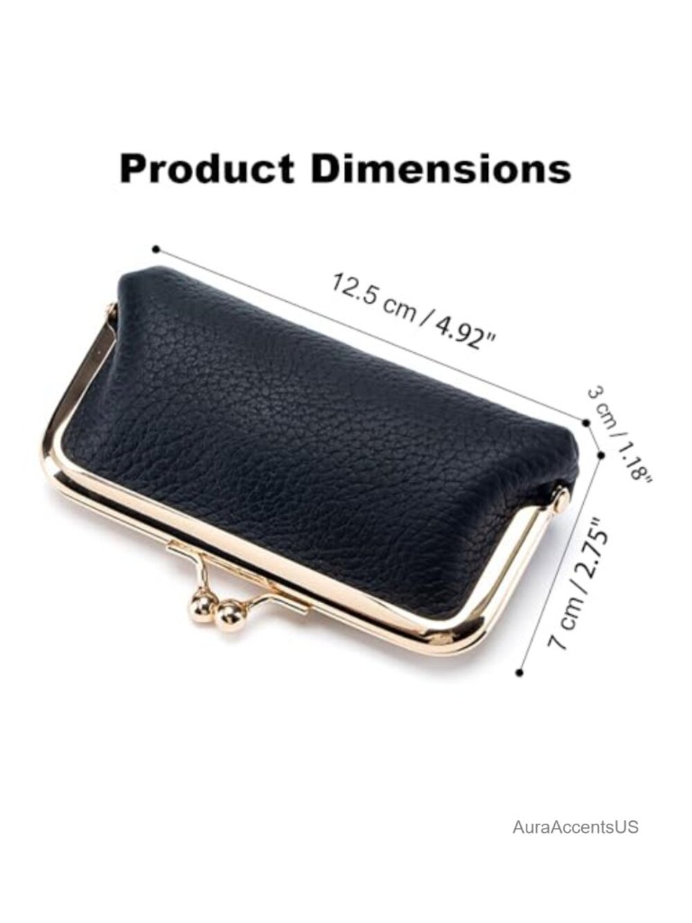 Vintage Kiss Lock Small Coin Purse for Women, Genuine Leather - Picture 6 of 6
